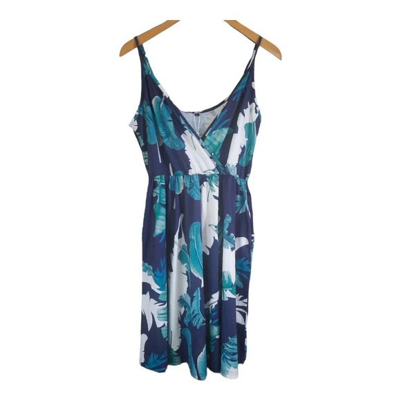 VotePretty Womens V-Neck Spaghetti Strap Tropical Swing Dress Size Large NWT - Picture 2 of 8